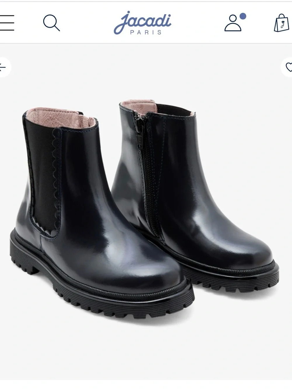 Brand new - Jacadi Navy and Black Leather Chelsea Boot for Kids